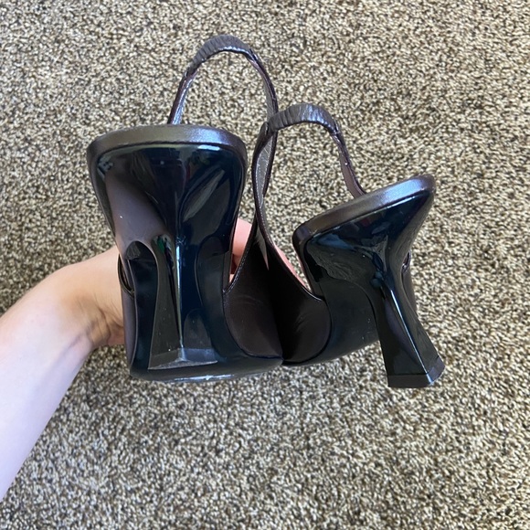 Vintage Bruno Magli Square Toe Slingback Heels Size 9 Brown/Black - Picture 6 of 9